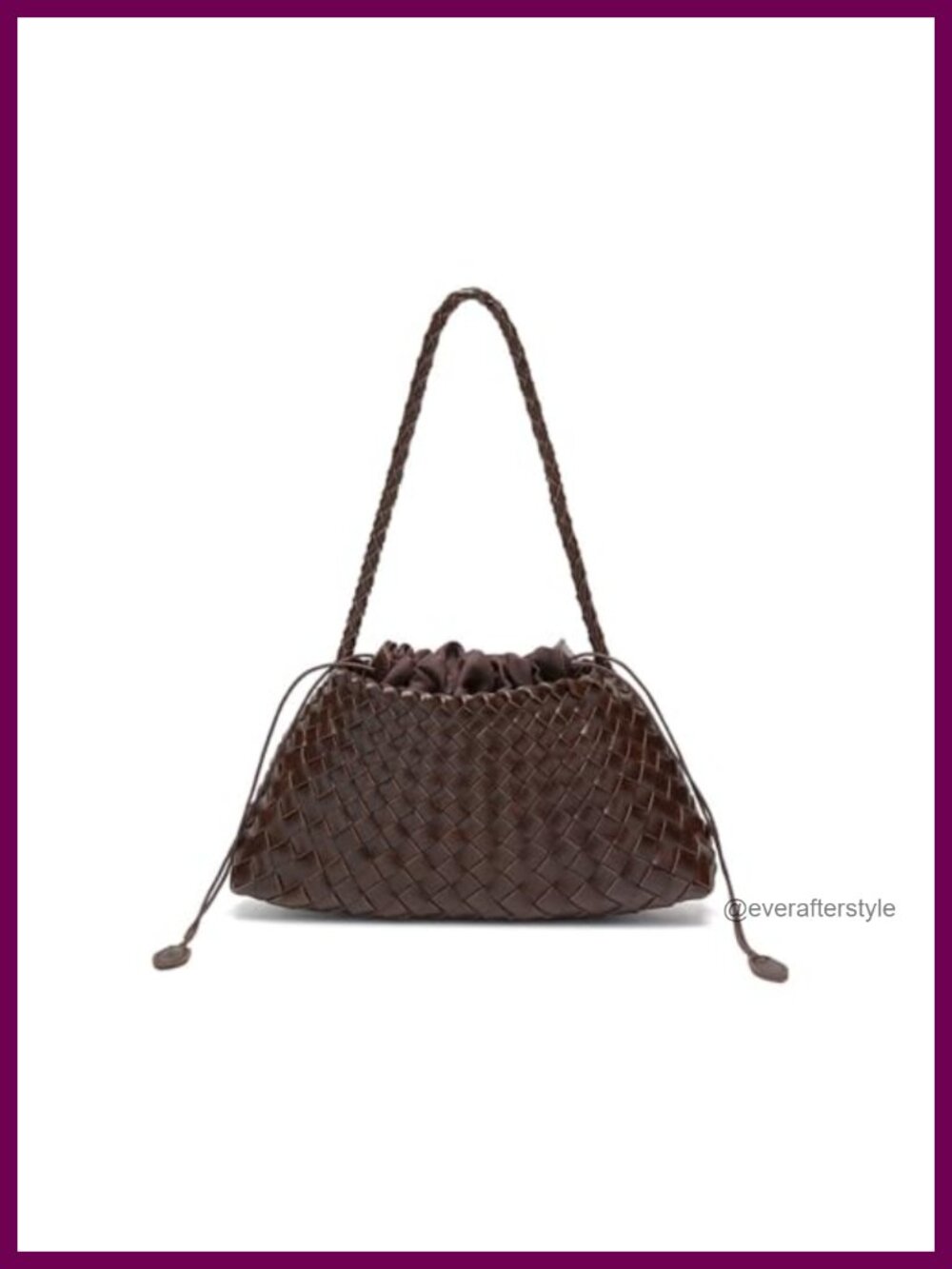 Hand Woven Vegan Leather Hobo Shoulder Bag Drawstring Underarm Purse